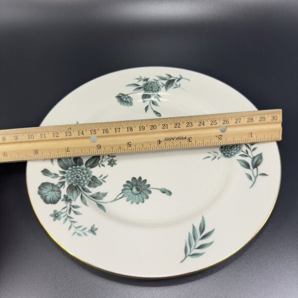 Pickard Fine Porcelain Diana Dish Plate 8in Plates Dishes USA Green Ivory Set 2 - Picture 4 of 14